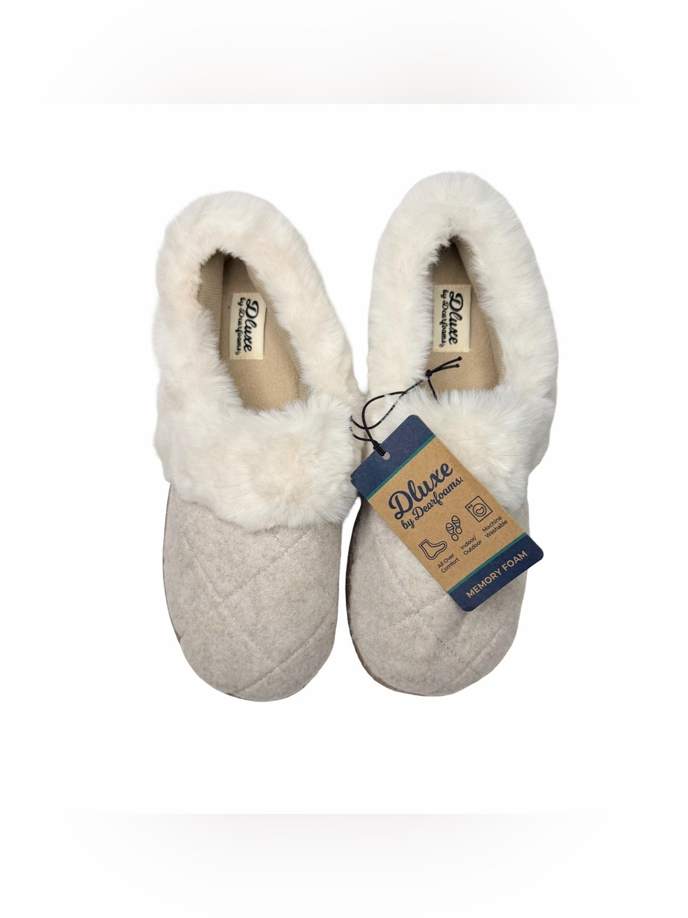 Dluxe By Dearfoams Slippers Indoor/Outdoor Faux Fur Cozy Warm